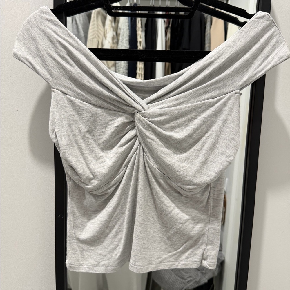 Off-Shoulder Gray Jersey Top